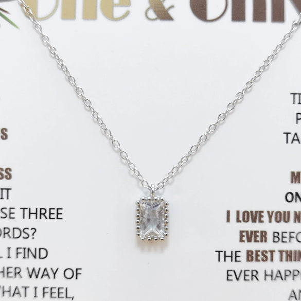 Wholesale S925 Sterling Silver Rectangular Zircon Geometric Cross Chain Clavicle Necklace With Electroplating