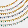 Wholesale S925 Sterling Silver Rectangular Zircon Necklace For Women With Electroplated Rainbow Gemstone Pendant And Regular Clavicle Chain