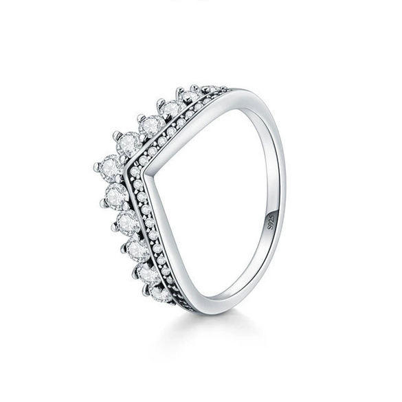 Wholesale S925 Sterling Silver Retro Crown Ring With Micro Inlay Full Diamond Zircon For Women