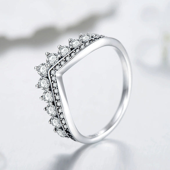 Wholesale S925 Sterling Silver Retro Crown Ring With Micro Inlay Full Diamond Zircon For Women