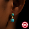 Wholesale S925 Sterling Silver Retro Geometric Earrings
