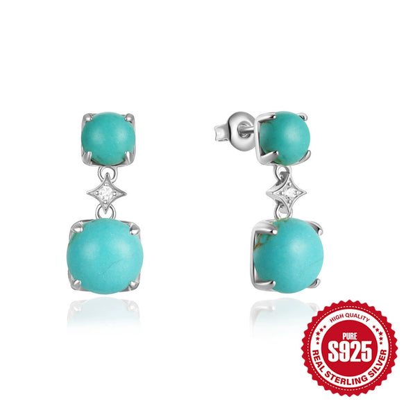 Wholesale S925 Sterling Silver Retro Geometric Earrings