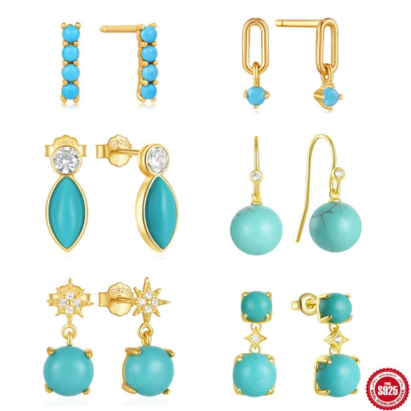 Wholesale S925 Sterling Silver Retro Geometric Earrings