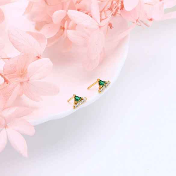 Wholesale S925 Sterling Silver Retro Geometric Inlaid Zircon Earrings For Women