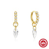 Wholesale S925 Sterling Silver Retro Luxury Geometric Water Drop Star Design Earrings 18K Gold Plated