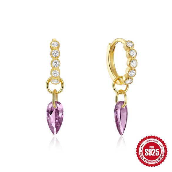 Wholesale S925 Sterling Silver Retro Luxury Geometric Water Drop Star Design Earrings 18K Gold Plated