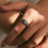 Wholesale S925 Sterling Silver Retro Old Style Geometric Overlapping Flash Diamond Ring For Women
