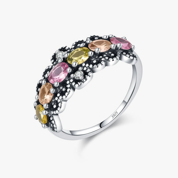 Wholesale S925 Sterling Silver Retro Old Style Geometric Overlapping Flash Diamond Ring For Women