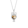 Wholesale S925 Sterling Silver Retro Owl Women's Ochain Necklace With Crystal Pendant