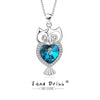 Wholesale S925 Sterling Silver Retro Owl Women's Ochain Necklace With Crystal Pendant