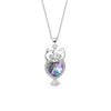 Wholesale S925 Sterling Silver Retro Owl Women's Ochain Necklace With Crystal Pendant