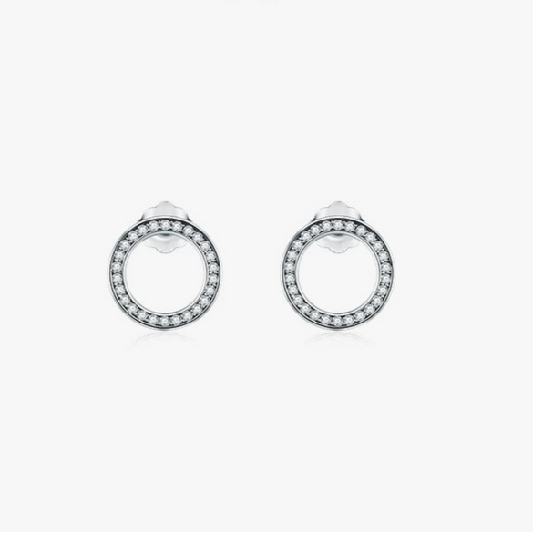 Wholesale S925 Sterling Silver Retro Round Geometric Full Diamond Zircon Clavicle Chain And Women's Light Luxury Earring Set