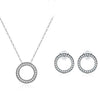 Wholesale S925 Sterling Silver Retro Round Geometric Full Diamond Zircon Clavicle Chain And Women's Light Luxury Earring Set