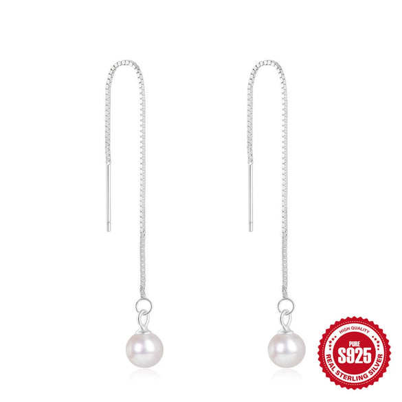 Wholesale S925 Sterling Silver Retro Tassel Pearl Drop Earrings With Star Round Bead Ear Hooks And Geometric Styling