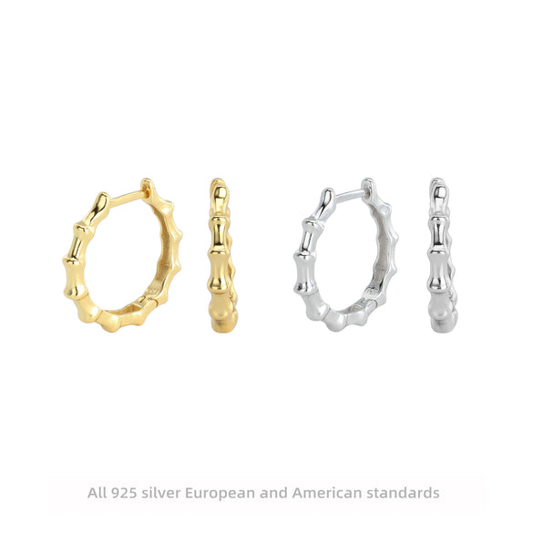 Wholesale S925 Sterling Silver Retro Women's Earrings With Geometric Pattern And Inlaid Zircon