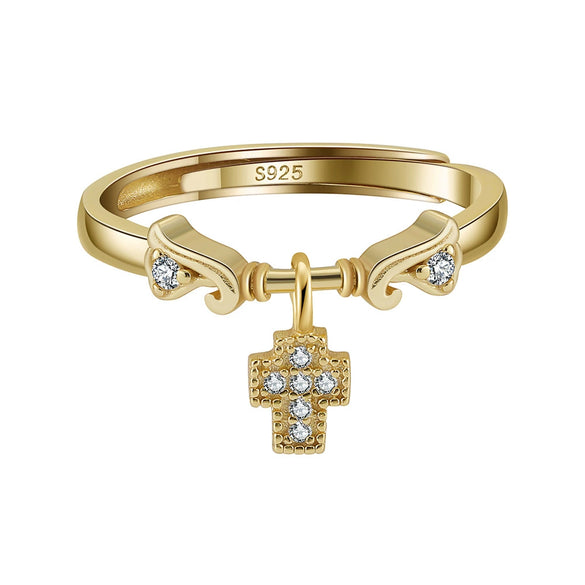 Wholesale S925 Sterling Silver Ring Cross Design Cute Electroplated For Women