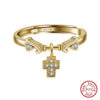 Wholesale S925 Sterling Silver Ring Cross Design Cute Electroplated For Women