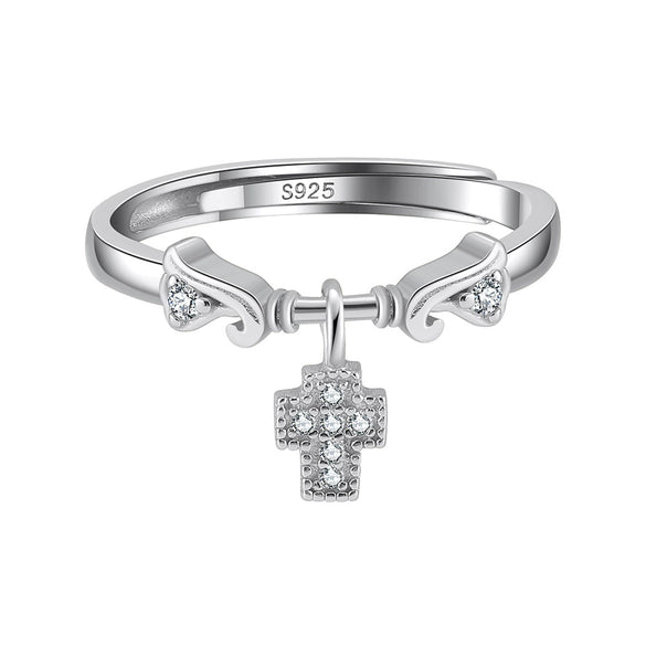 Wholesale S925 Sterling Silver Ring Cross Design Cute Electroplated For Women