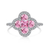 Wholesale S225 Sterling Silver Ring For Women With Zircon Inlay Geometric Four Leaf Clover Design Light Luxury Style