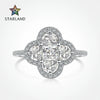 Wholesale S225 Sterling Silver Ring For Women With Zircon Inlay Geometric Four Leaf Clover Design Light Luxury Style