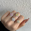 Wholesale S225 Sterling Silver Ring For Women With Zircon Inlay Geometric Four Leaf Clover Design Light Luxury Style
