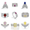 Wholesale S925 Sterling Silver Ring Retro Style With Inlaid High Carbon Diamond Geometric Pattern Electroplated For Women