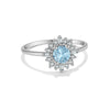 Wholesale S925 Sterling Silver Ring With Blue Zircon And Diamond In Geometric Style Electroplated