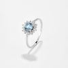 Wholesale S925 Sterling Silver Ring With Blue Zircon And Diamond In Geometric Style Electroplated