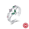 Wholesale S925 Sterling Silver Ring With Colorful Zircon Floral Cross Mori Design And Zirconia Processing Adjustable
