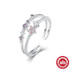 Wholesale S925 Sterling Silver Ring With Colorful Zircon Floral Cross Mori Design And Zirconia Processing Adjustable