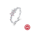 Wholesale S925 Sterling Silver Ring With Colorful Zircon Floral Cross Mori Design And Zirconia Processing Adjustable
