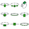 Wholesale S925 Sterling Silver Ring With Emerald And High Carbon Diamond Geometric Retro Style Electroplated For Women