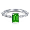 Wholesale S925 Sterling Silver Ring With Emerald And High Carbon Diamond Geometric Retro Style Electroplated For Women