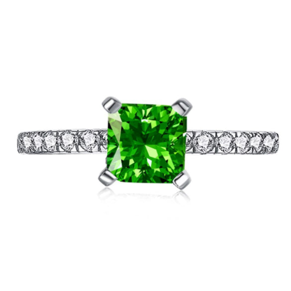 Wholesale S925 Sterling Silver Ring With Emerald And High Carbon Diamond Geometric Retro Style Electroplated For Women