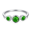 Wholesale S925 Sterling Silver Ring With Emerald And High Carbon Diamond Geometric Retro Style Electroplated For Women