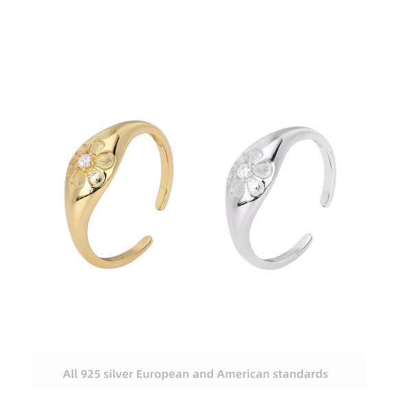 Wholesale S925 Sterling Silver Ring With Flower Pattern For Women