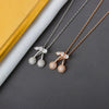Wholesale S925 Sterling Silver Rose Gold Double Cherry Fruit Style Necklace With Diamond And Electroplated Cross Chain