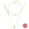 Wholesale S925 Sterling Silver Round Bag Set Zircon O Word Chain Bracelet Necklace Electroplated Unisex Jewelry
