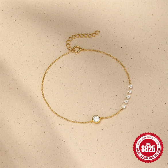 Wholesale S925 Sterling Silver Round Bag Set Zircon O Word Chain Bracelet Necklace Electroplated Unisex Jewelry