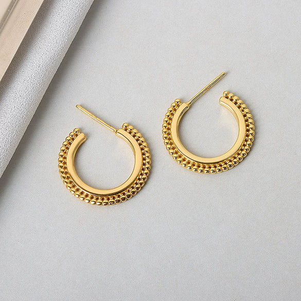 Wholesale S925 Sterling Silver Round Beads Fan Shaped Women's Earrings