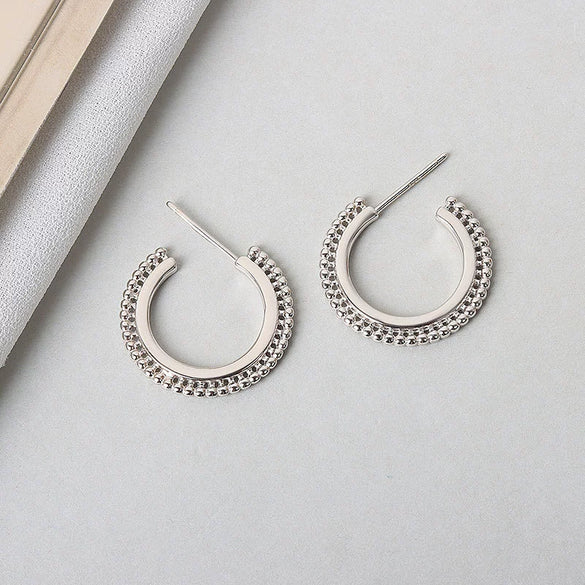 Wholesale S925 Sterling Silver Round Beads Fan Shaped Women's Earrings