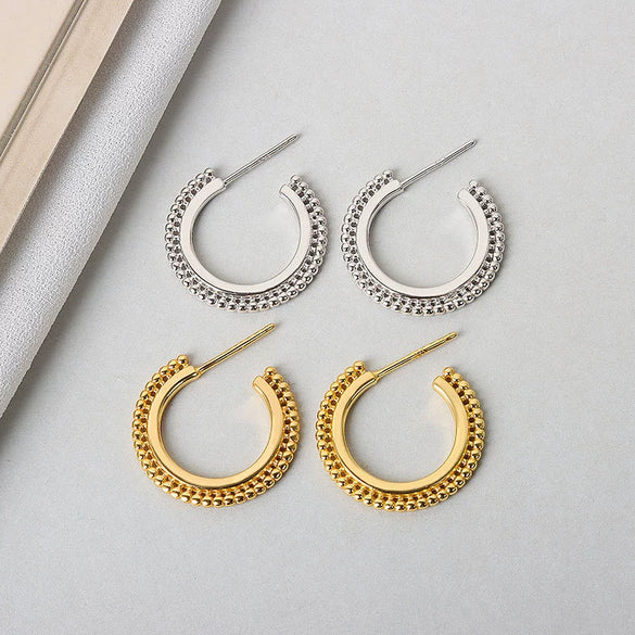 Wholesale S925 Sterling Silver Round Beads Fan Shaped Women's Earrings