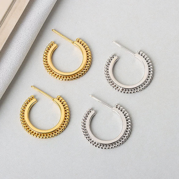 Wholesale S925 Sterling Silver Round Beads Fan Shaped Women's Earrings