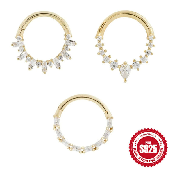 Wholesale S925 Sterling Silver Round Cartilage Earring Ear Stud With Diamond Geometric Styling Environmental Protection Electroplating For Women