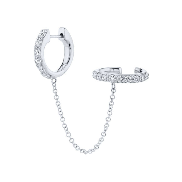 Wholesale S925 Sterling Silver Round Diamondencrusted Tassel Chain Ear Buckle Earring For Women Geometric Design