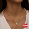 Wholesale S925 Sterling Silver Round Diamondencrusted Threelayer Stacked Collarbone Chain With Electroplating For Women