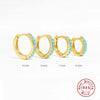 Wholesale S925 Sterling Silver Round Ear Buckle Earrings With Micro Inlay Turquoise And Geometric Pattern 18K Gold Plated