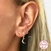 Wholesale S925 Sterling Silver Round Ear Buckle Earrings With Micro Inlay Turquoise And Geometric Pattern 18K Gold Plated