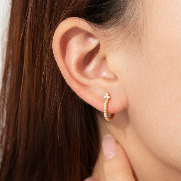 Wholesale S925 Sterling Silver Round Earrings With Zircon Electroplated With 18K Gold Fashion Ol And Geometric Style Unisex