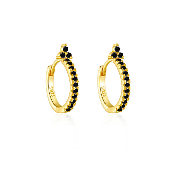 Wholesale S925 Sterling Silver Round Earrings With Zircon Electroplated With 18K Gold Fashion Ol And Geometric Style Unisex